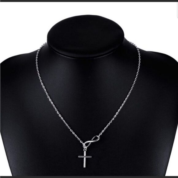 Cross Infinity Necklace Silver Color - Picture 2 of 2